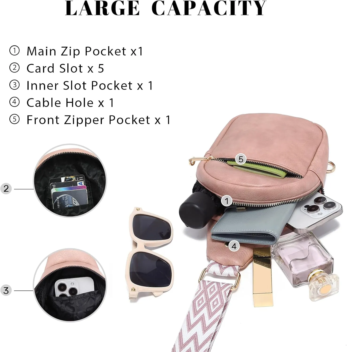 VONMAY Women Small Sling Bags Crossbody Bag Purses Lightweight Chest Bag for Hiking Cycling Work Travel