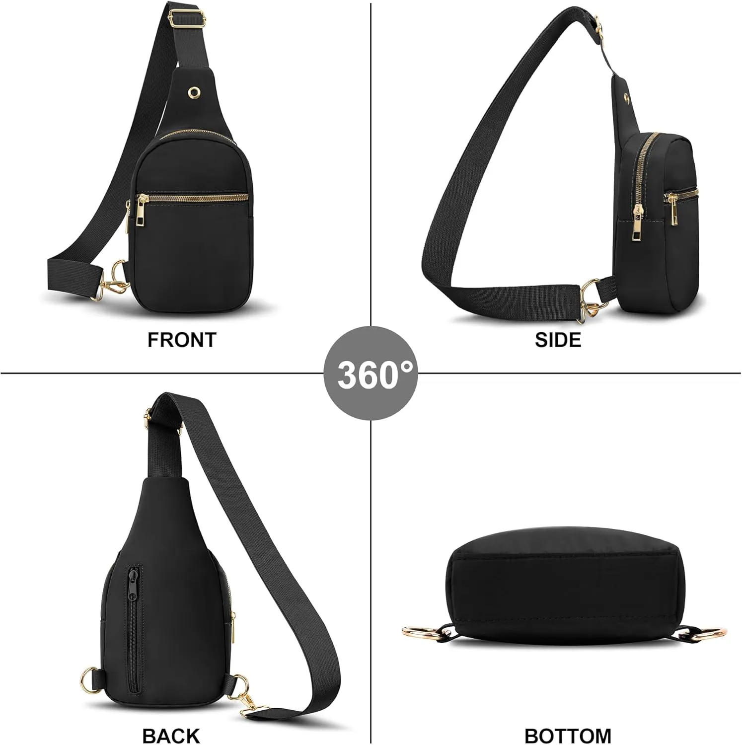 VOROLO Large Sling Bag,Crossbody Bags For Women and Men Cross body Bag Black