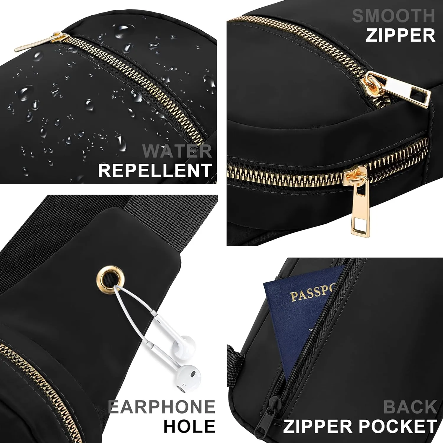 VOROLO Large Sling Bag,Crossbody Bags For Women and Men Cross body Bag Black