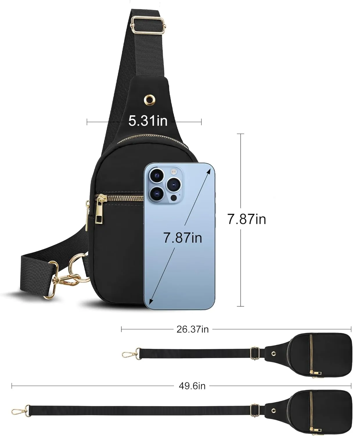 VOROLO Large Sling Bag,Crossbody Bags For Women and Men Cross body Bag Black