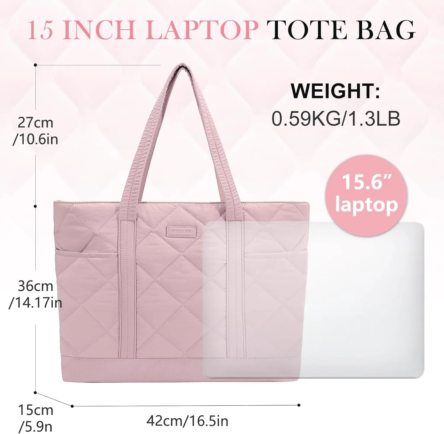 VX VONXURY Tote Bag for Women,Puffer Handbag with Multi Pockets Large Quilted Shoulder Bag For Daily Travel