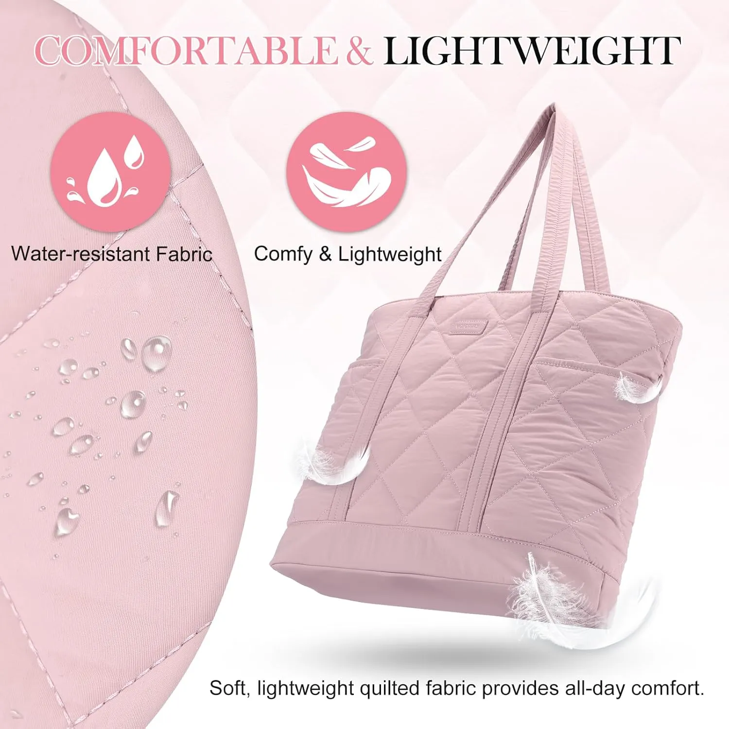 VX VONXURY Tote Bag for Women,Puffer Handbag with Multi Pockets Large Quilted Shoulder Bag For Daily Travel