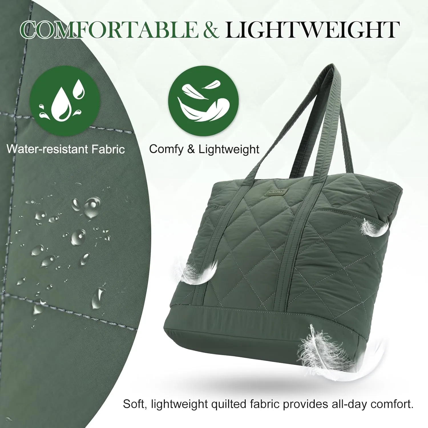 VX VONXURY Tote Bag for Women,Puffer Handbag with Multi Pockets Large Quilted Shoulder Bag For Daily Travel
