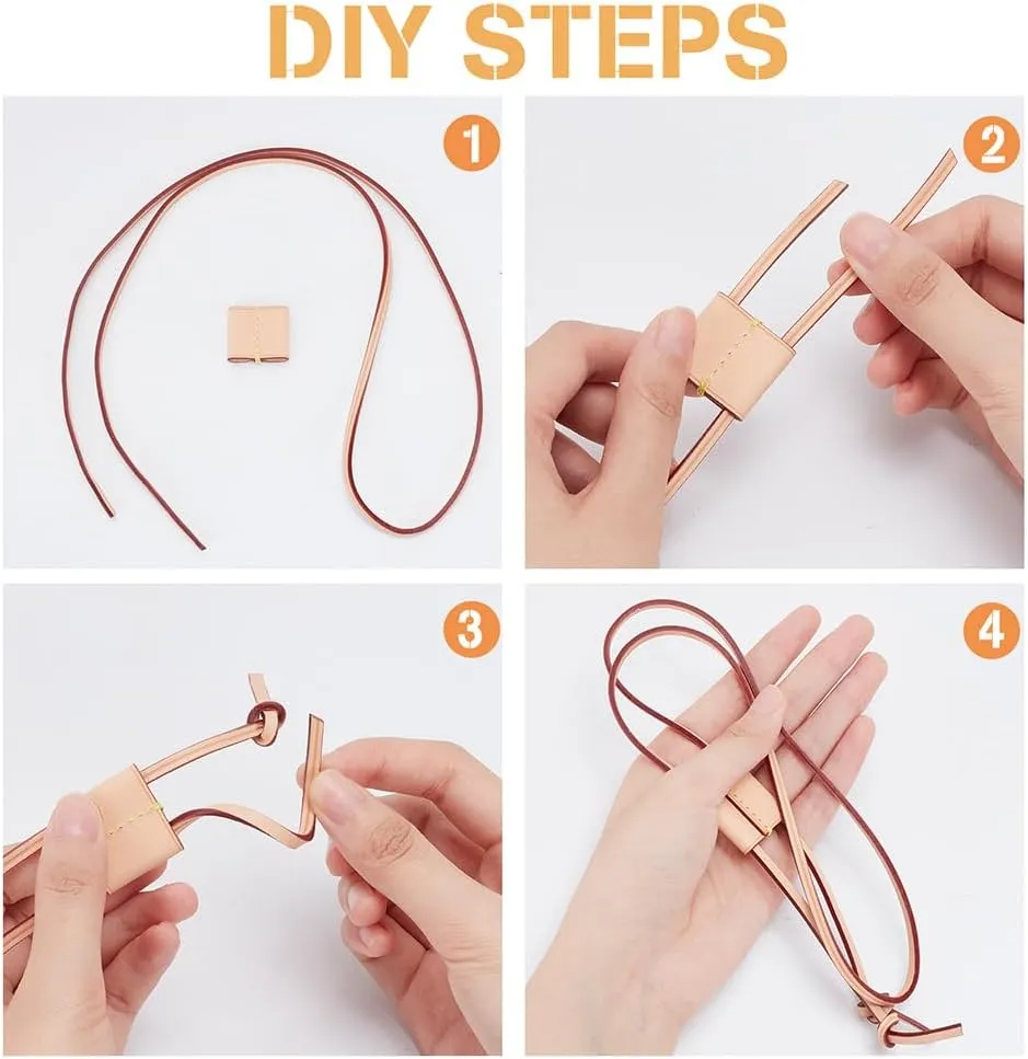 WADORN Genuine Leather Drawstring Strap for Noe Bucket Bag, 36.6 Inch Detachable Purse Pull String Strap Replacement DIY Crochet Bag Bunches Pocket Drawstring for Noe BB NM GM Bucket Bag, Apricot