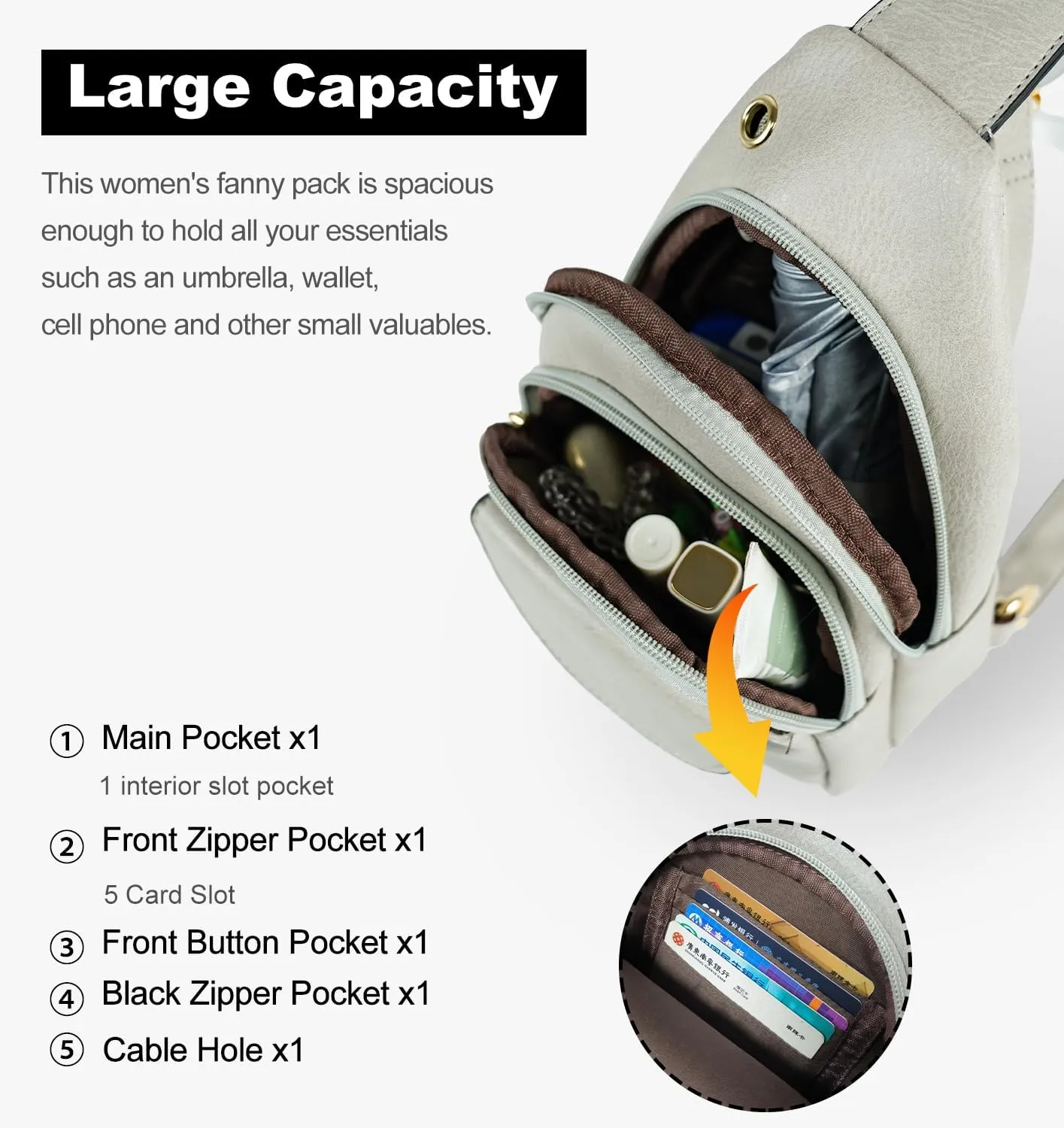 Waist Pack, Fanny Packs, Crossbody Bag, Travel Sling Bag, Leather Sling Bag