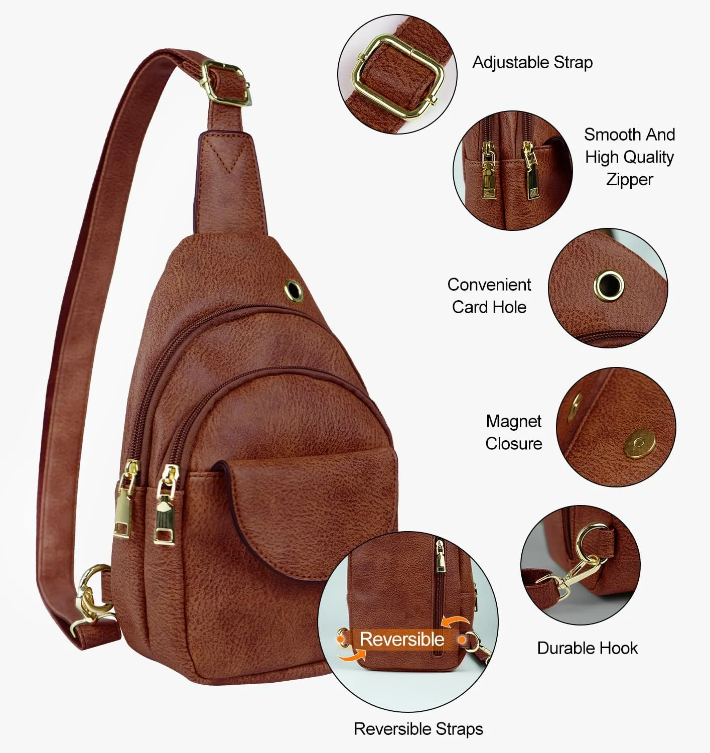 Waist Pack, Fanny Packs, Crossbody Bag, Travel Sling Bag, Leather Sling Bag