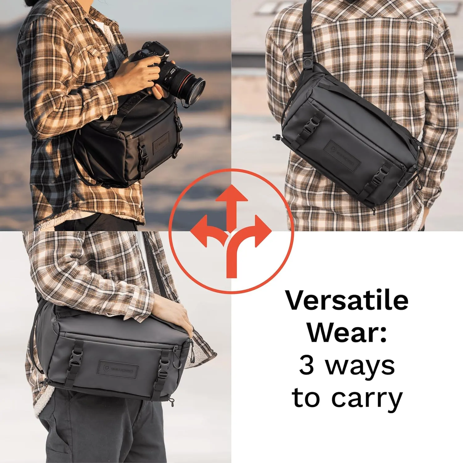 WANDRD ROGUE Sling: Compact Camera Sling and Crossbody Bag with Fast Access, 3-Way Carry– Lightweight Everyday Bag Great for Travel, Photography, and Daily Use (Black)