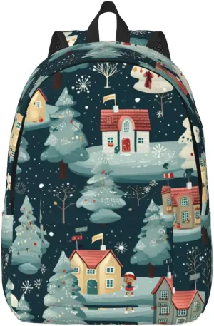 Warm Christmas House Canvas Casual Lightweight Duffel Bag, Fashion Duffel Bag, Unisex Travel Backpack