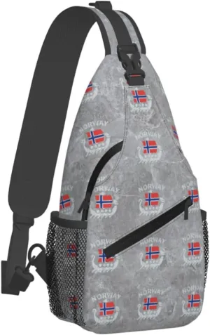 Washed Norwegian Flag Norway Dragon Boat Sling Bag Crossbody Backpack Shoulder Casual Daypack Bag for Men Women