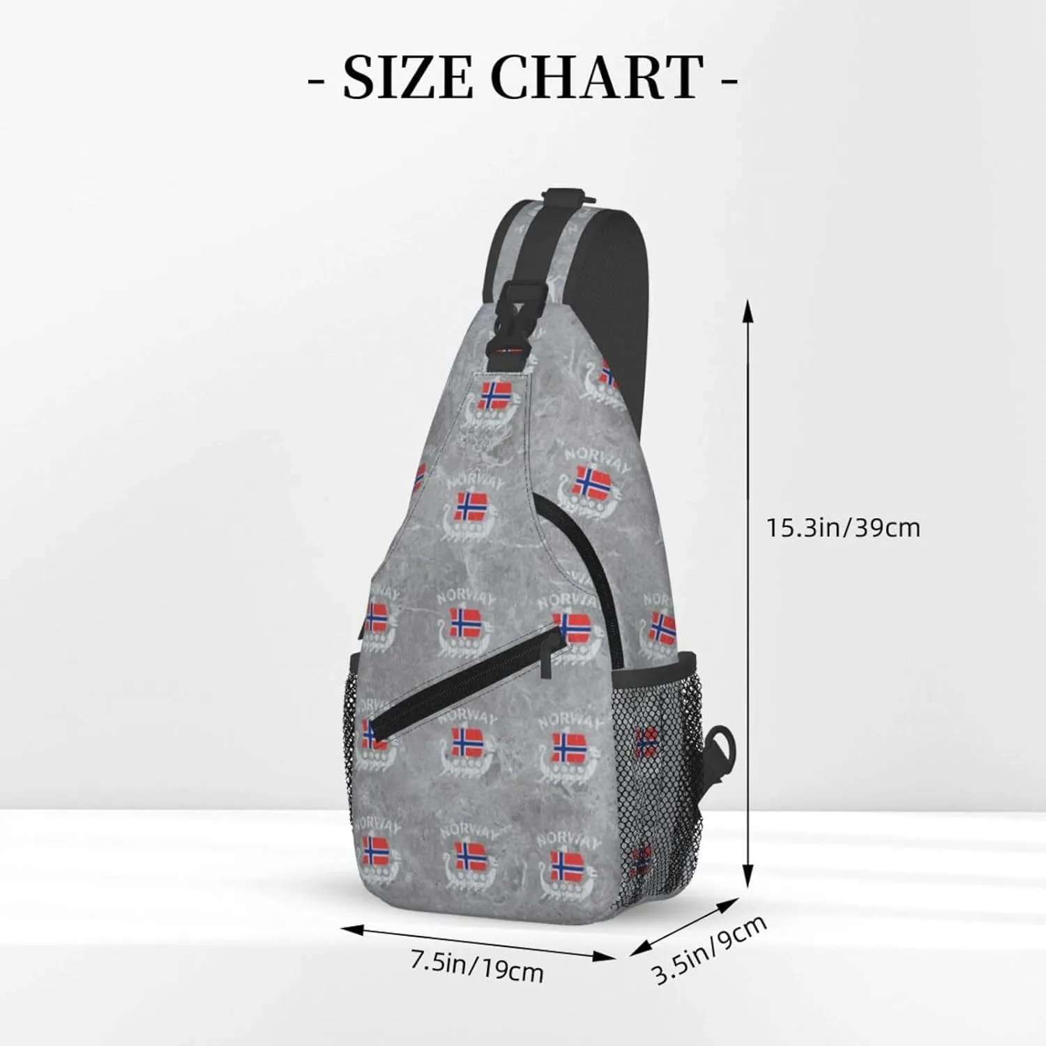 Washed Norwegian Flag Norway Dragon Boat Sling Bag Crossbody Backpack Shoulder Casual Daypack Bag for Men Women