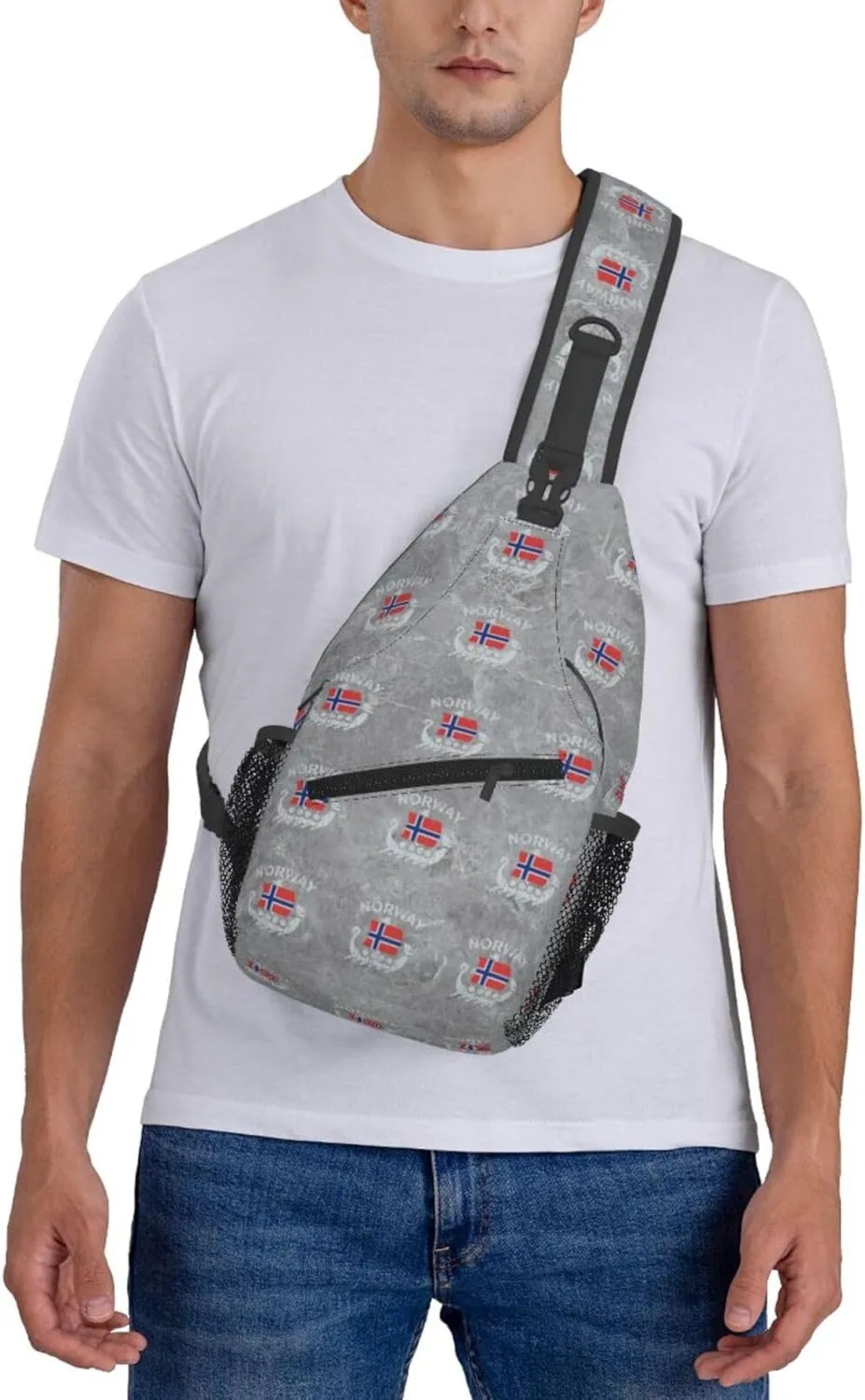 Washed Norwegian Flag Norway Dragon Boat Sling Bag Crossbody Backpack Shoulder Casual Daypack Bag for Men Women
