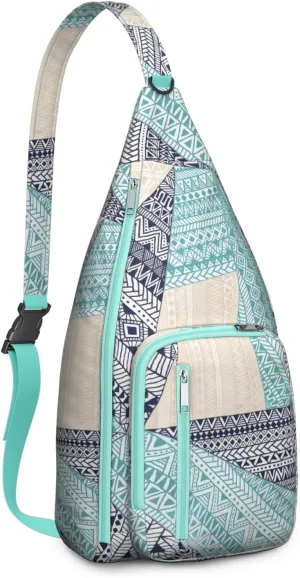 Waterproof Boho Sling Bag Backpack for Men Women Vintage Crossbody Daypack Adjustable Shoulder Chest Bag for Hiking Travel