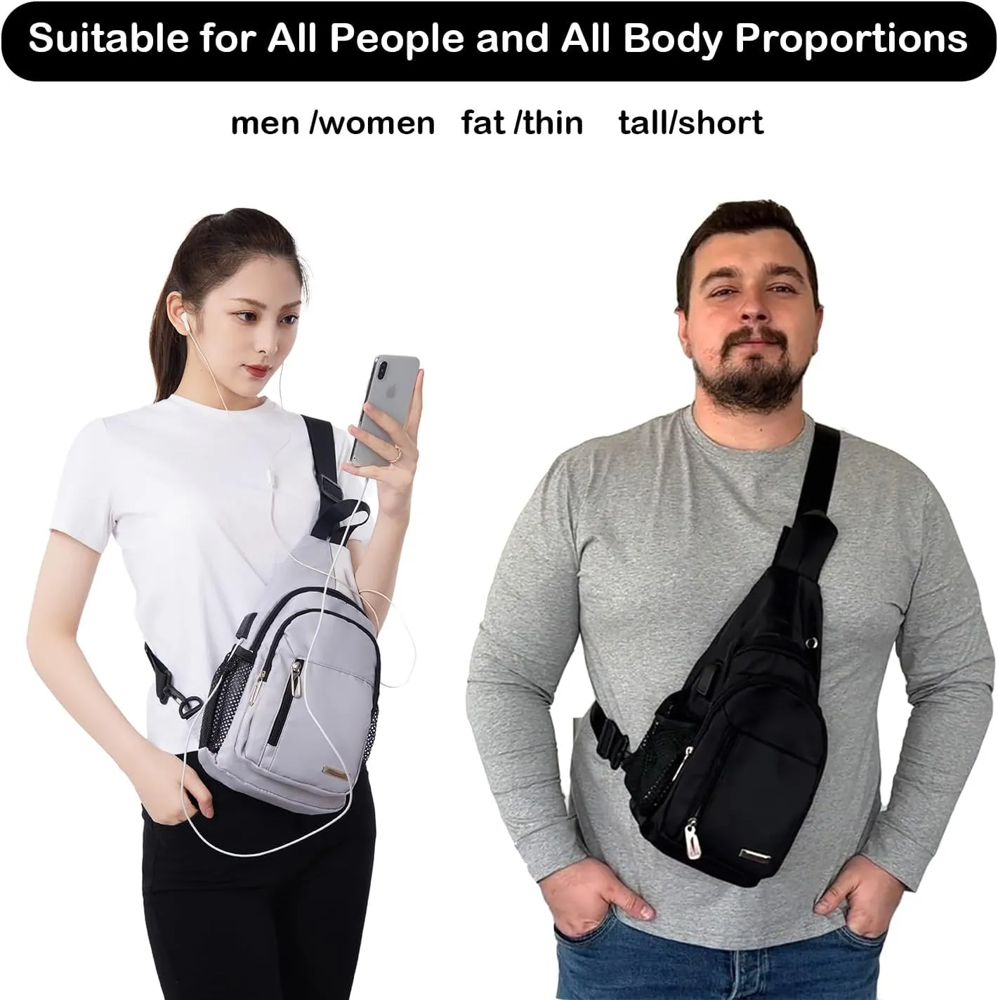 Waterproof Sling Backpack Crossbody Sling Bag, Cross Bag Adjustable Travel Hiking Essentials Casual Daypack Multipurpose Chest Bag Purse for Women Men