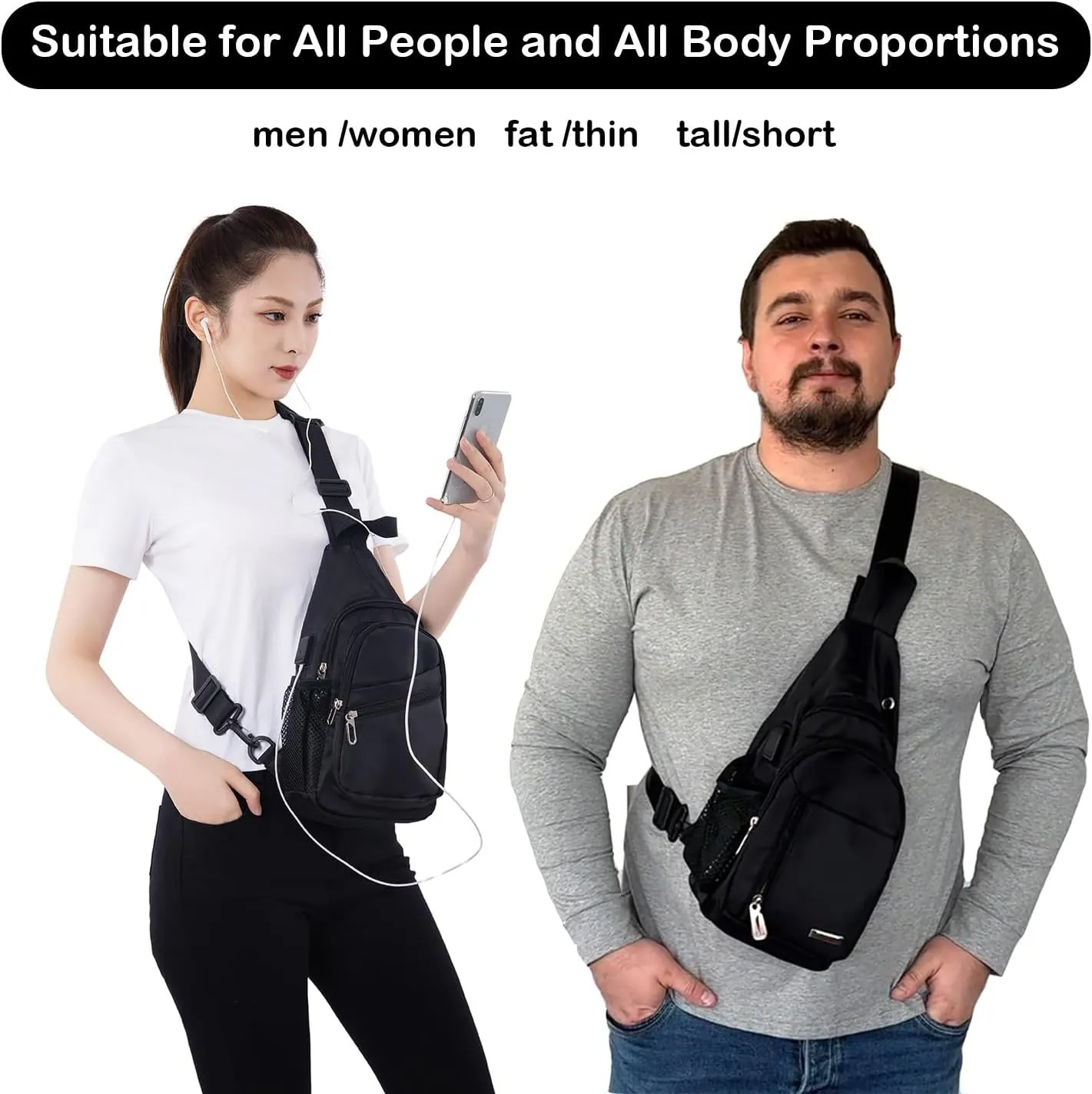 Waterproof Sling Backpack Crossbody Sling Bag for Women Men, Multipurpose Travel Hiking Adjustable Chest Bag Casual Daypack