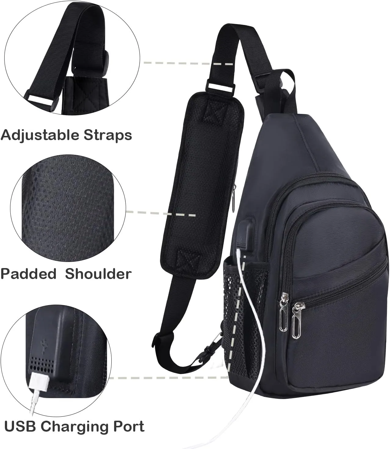 Waterproof Sling Backpack Crossbody Sling Bag for Women Men, Multipurpose Travel Hiking Adjustable Chest Bag Casual Daypack