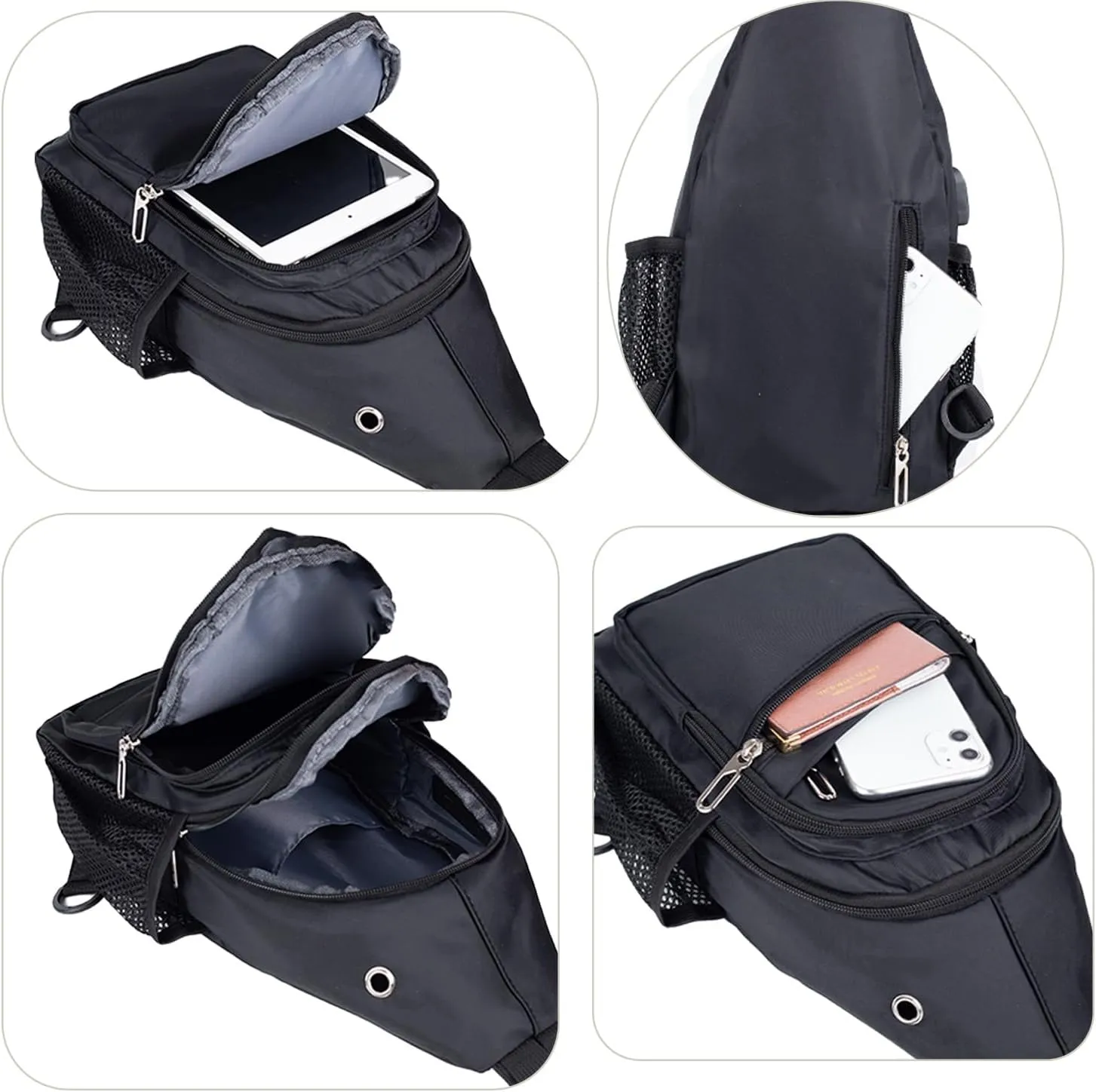 Waterproof Sling Backpack Crossbody Sling Bag for Women Men, Multipurpose Travel Hiking Adjustable Chest Bag Casual Daypack
