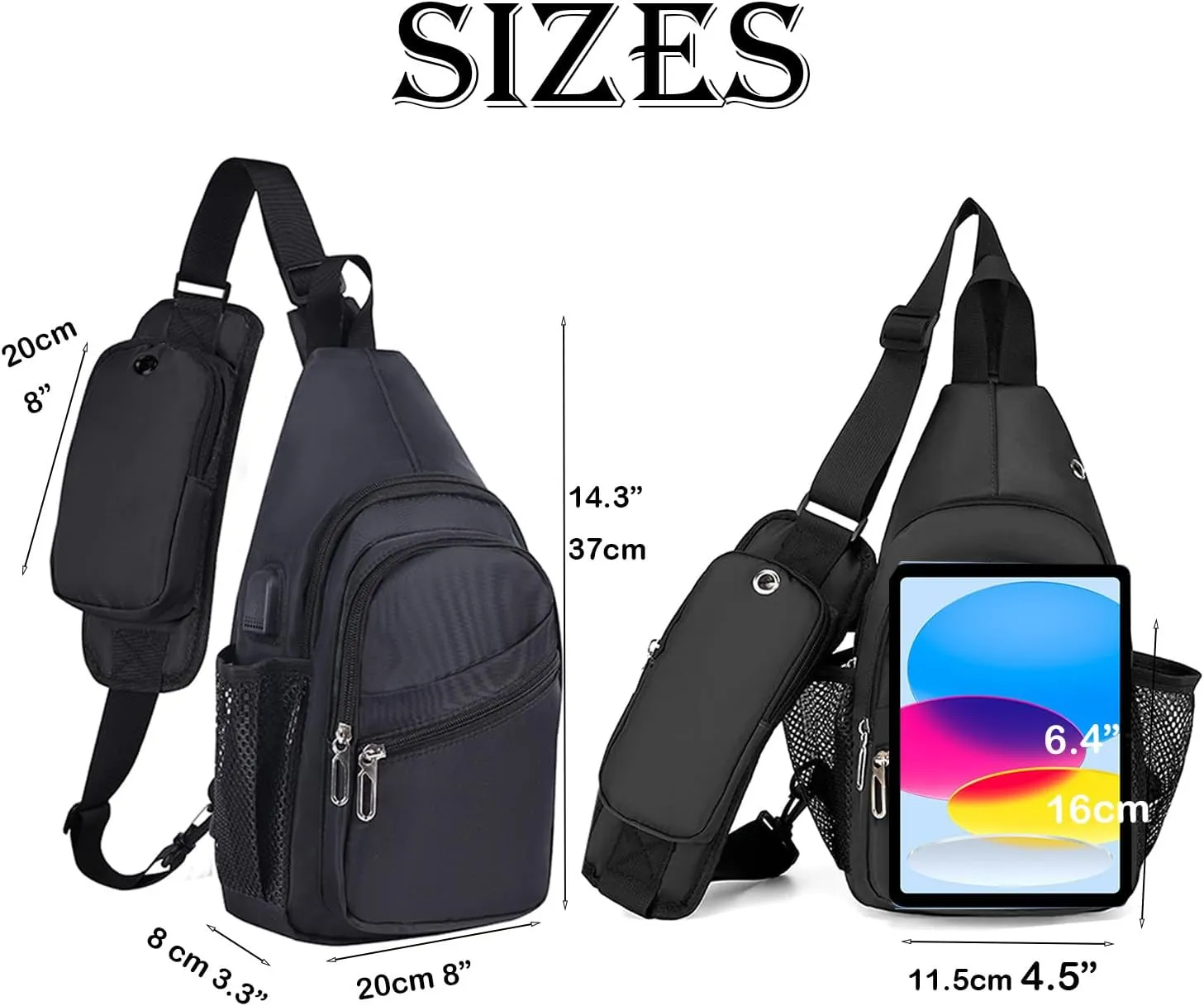 Waterproof Sling Backpack Crossbody Sling Bag for Women Men, Multipurpose Travel Hiking Adjustable Chest Bag Casual Daypack