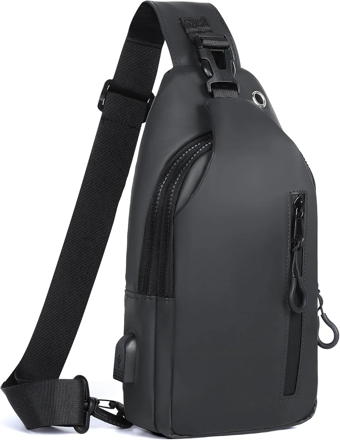 Waterproof Sling Bag for Men Crossbody Backpack with USB Charging Port Multipurpose Chest Daypack for Travel Sport Running Hiking (Dark Gray)