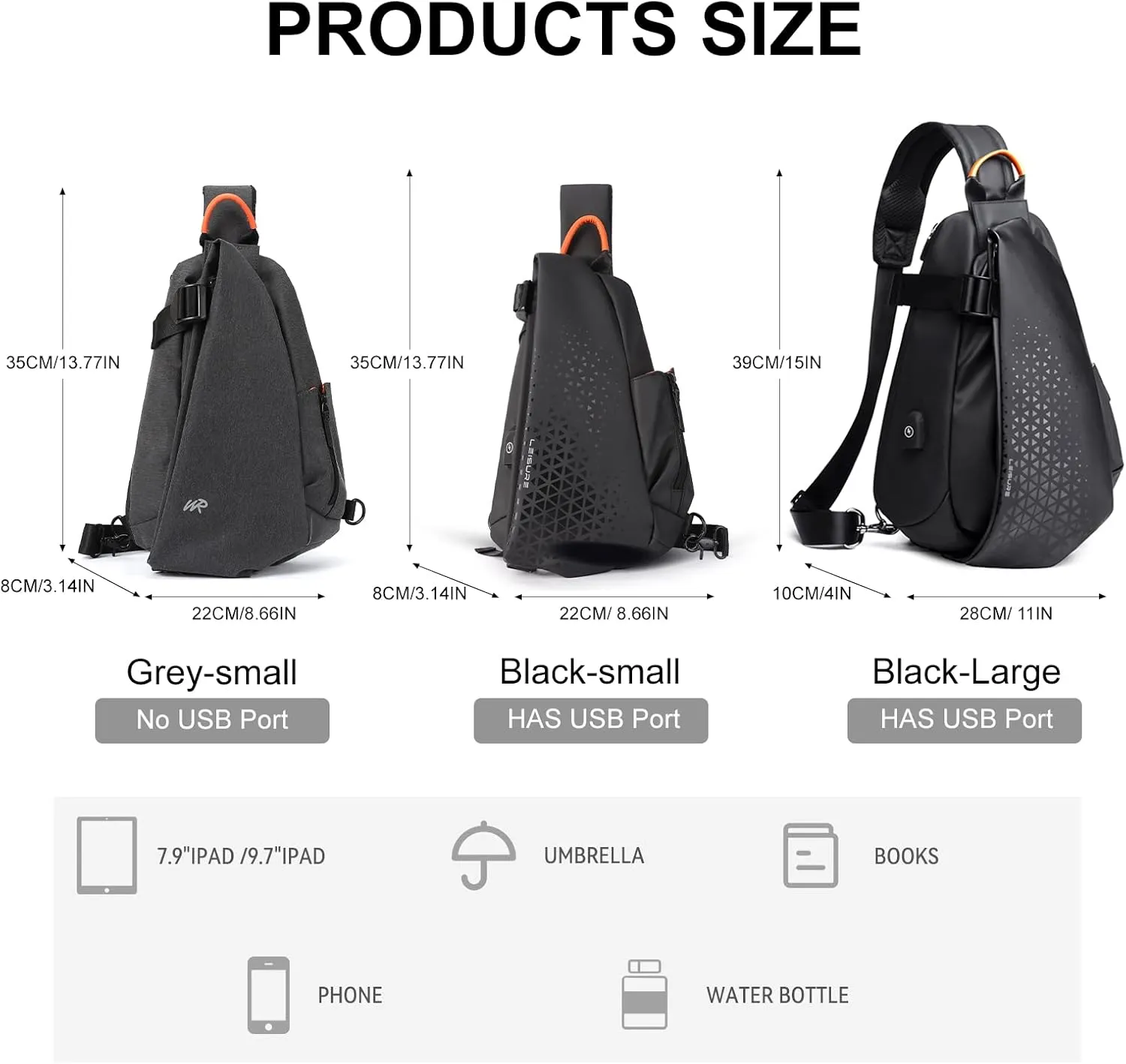 Waterproof Sling Bag for Men,Sling Backpack with USB Charger Crossbody one strap backpack Anti-Theft,Causal