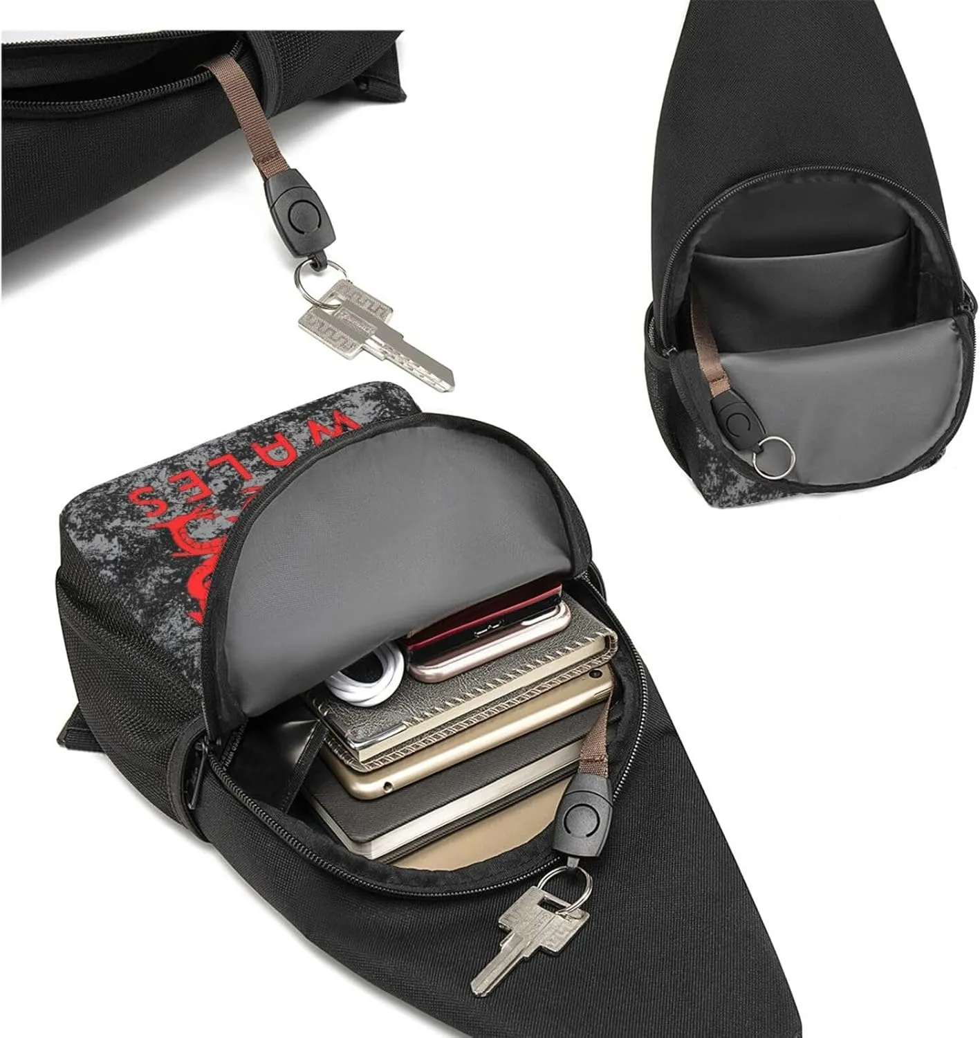 Welsh-Flag-Rugby-Red-Dragon-of-Wales- Sling Bag Crossbody Backpack Shoulder Casual Daypack Bags for Men Women