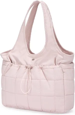 WESTBRONCO Puffer Tote Bag for Women Quilted Hobo Shoulder Bags, Lightweight Puffy Handbags, Work Bag with Laptop Compartment