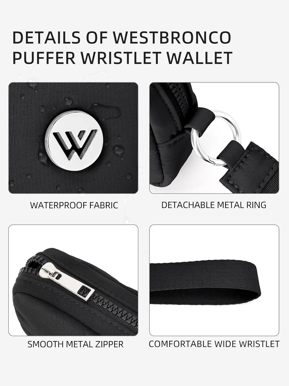 WESTBRONCO Puffer Wristlet Wallets for Women Nylon Wallet with Zipper Quilted Purse for Travel Credit Card Holder Phone