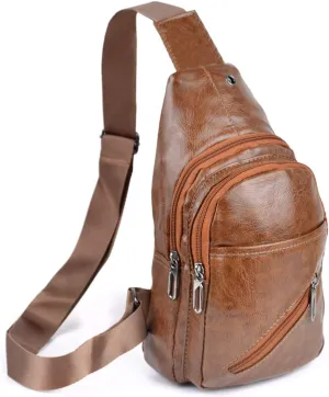 WESTEND Crossbody Leather Sling Bag Backpack with Adjustable Strap