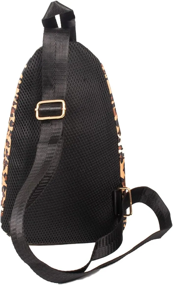 WESTEND Novelty Crossbody Sling Bag Backpack with Adjustable Strap for Men and Women, Brown Leopard