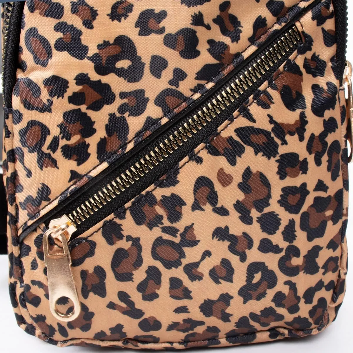 WESTEND Novelty Crossbody Sling Bag Backpack with Adjustable Strap for Men and Women, Brown Leopard