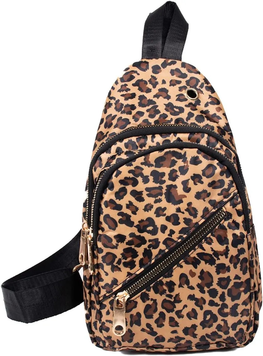 WESTEND Novelty Crossbody Sling Bag Backpack with Adjustable Strap for Men and Women, Brown Leopard