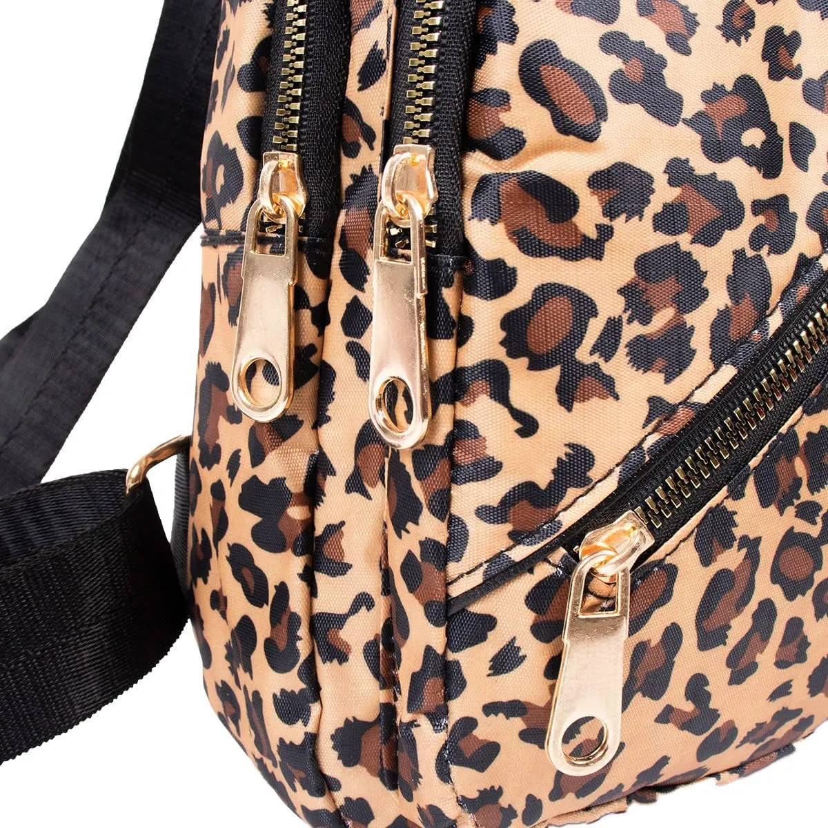 WESTEND Novelty Crossbody Sling Bag Backpack with Adjustable Strap for Men and Women, Brown Leopard