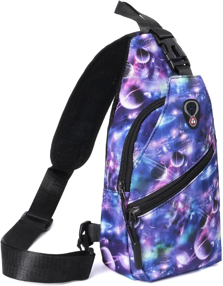 WESTEND Novelty Crossbody Sling Bag Backpack with Adjustable Strap for Men and Women, Galaxy