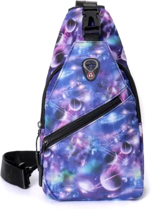 WESTEND Novelty Crossbody Sling Bag Backpack with Adjustable Strap for Men and Women, Galaxy