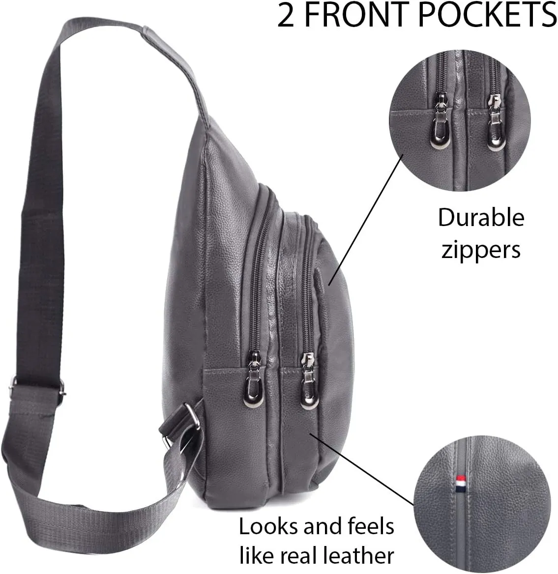 WESTEND Small Crossbody Leather Sling Bag with Adjustable Strap - Travel Small Daypack