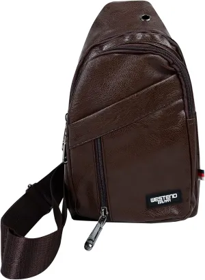 WESTEND Small Crossbody Leather Sling Bag with Adjustable Strap - Travel Small Daypack