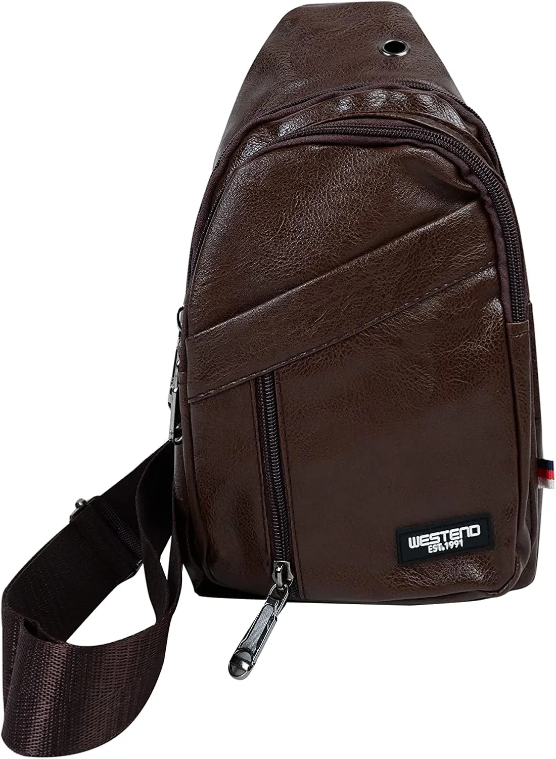 WESTEND Small Crossbody Leather Sling Bag with Adjustable Strap - Travel Small Daypack