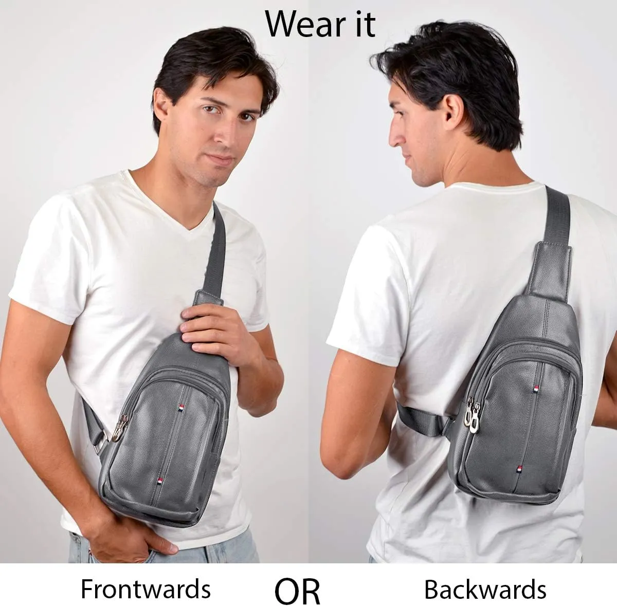 WESTEND Small Crossbody Leather Sling Bag with Adjustable Strap - Travel Small Daypack
