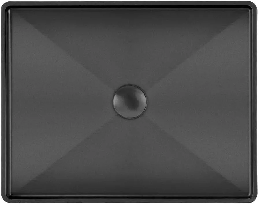 Whitehaus Collection WHNPL1578-MBLK Noah Plus 10 Gauge Frame, Rectangular Above Mount Basin Set with Center Drain, Matte Black
