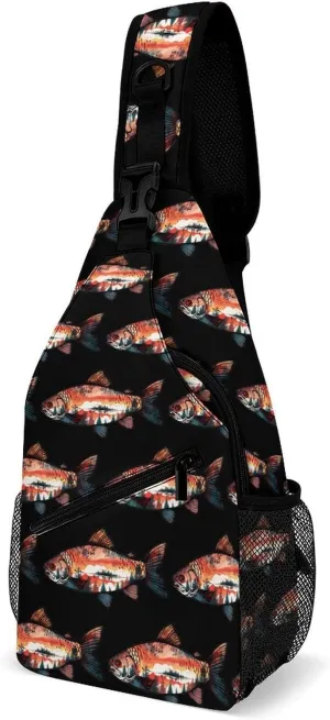 Widlife Forests Sunrise Fish Crossbody Sling Bags Shoulder Backpack Chest DayPack Handbag