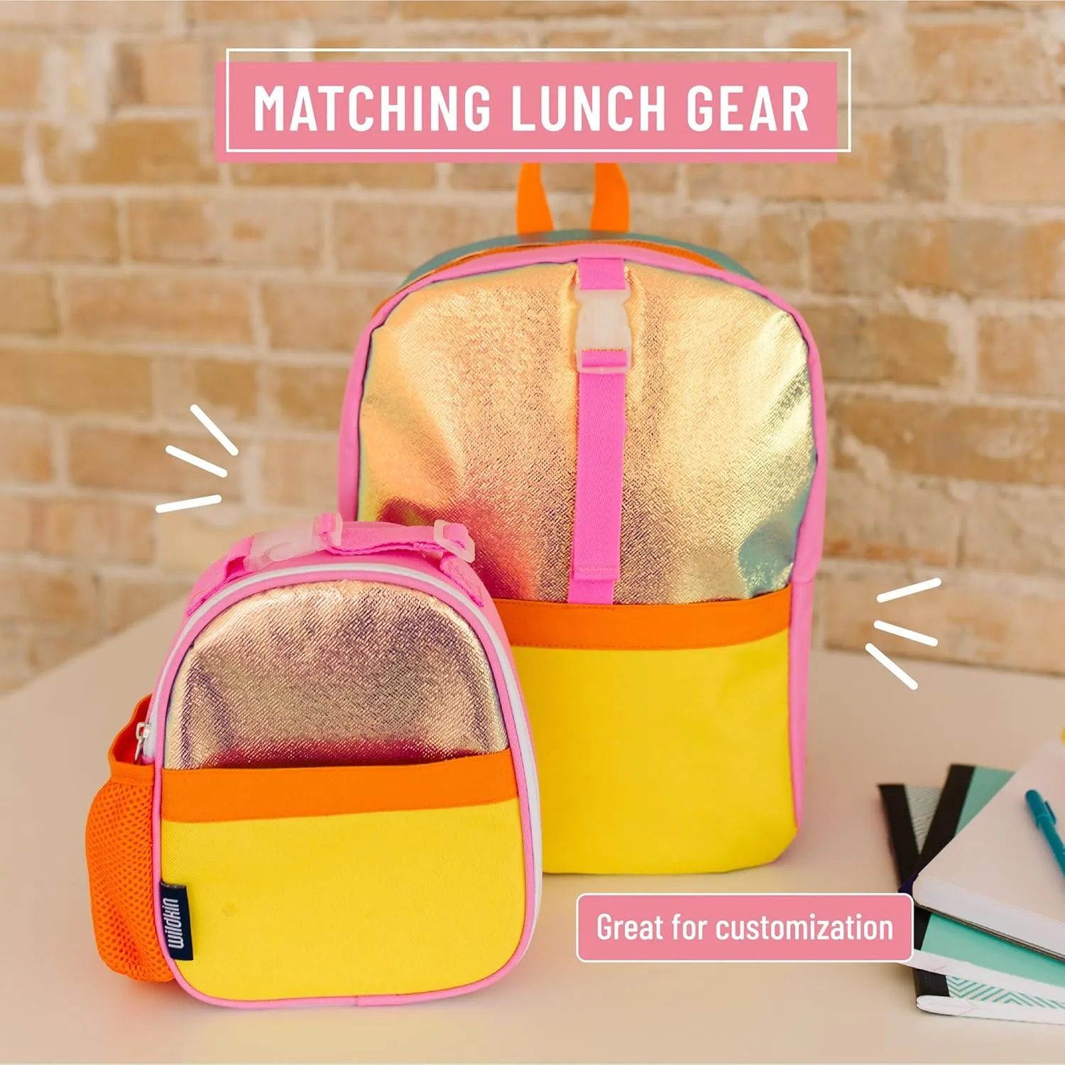Wildkin Pack-it-All Kids Backpack – Durable, Spacious, Adjustable for School & Travel - Orange Shimmer