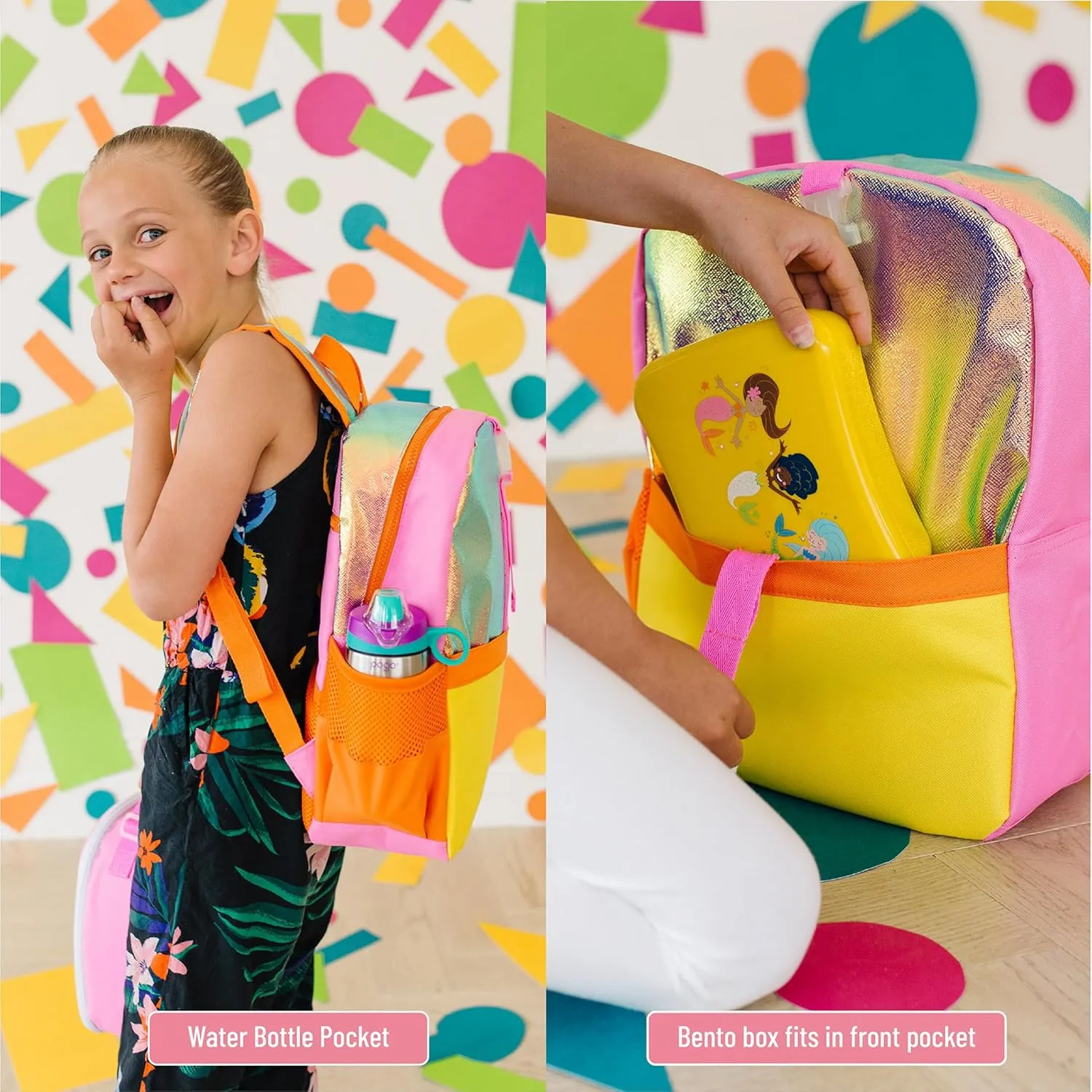 Wildkin Pack-it-All Kids Backpack – Durable, Spacious, Adjustable for School & Travel - Orange Shimmer
