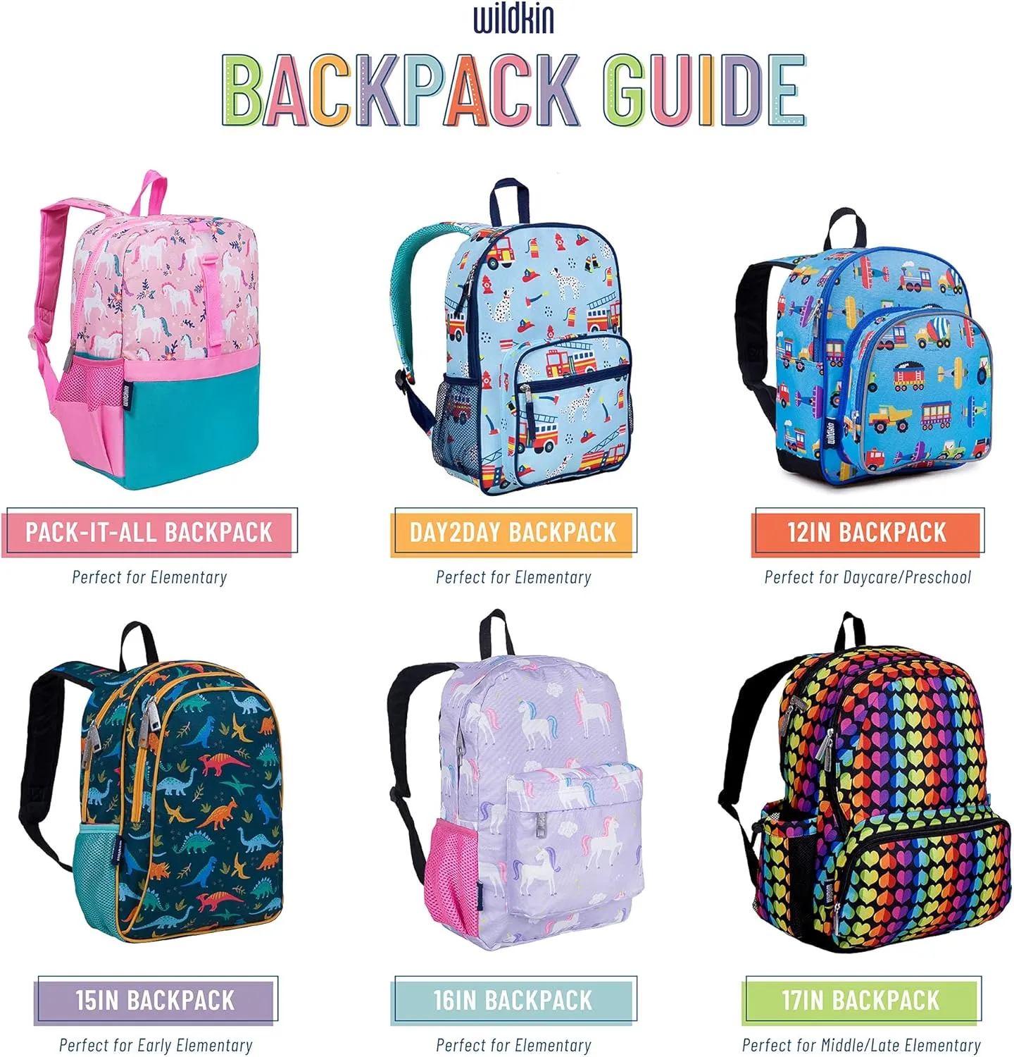 Wildkin Pack-it-All Kids Backpack – Durable, Spacious, Adjustable for School & Travel - Orange Shimmer