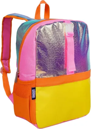 Wildkin Pack-it-All Kids Backpack – Durable, Spacious, Adjustable for School & Travel - Orange Shimmer