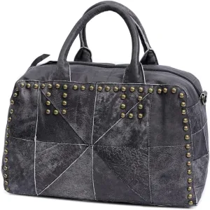 Willow Studded Handbag for Women Genuine Leather Boston Bag Large Capacity Shoulder Bag Retro Crossbody Bag