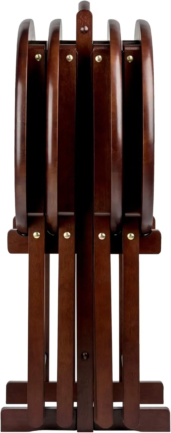 Winsome Nathan Snack Table Set with Stand, for Living Room, 26", Cappuccino, Set of 4 Tables