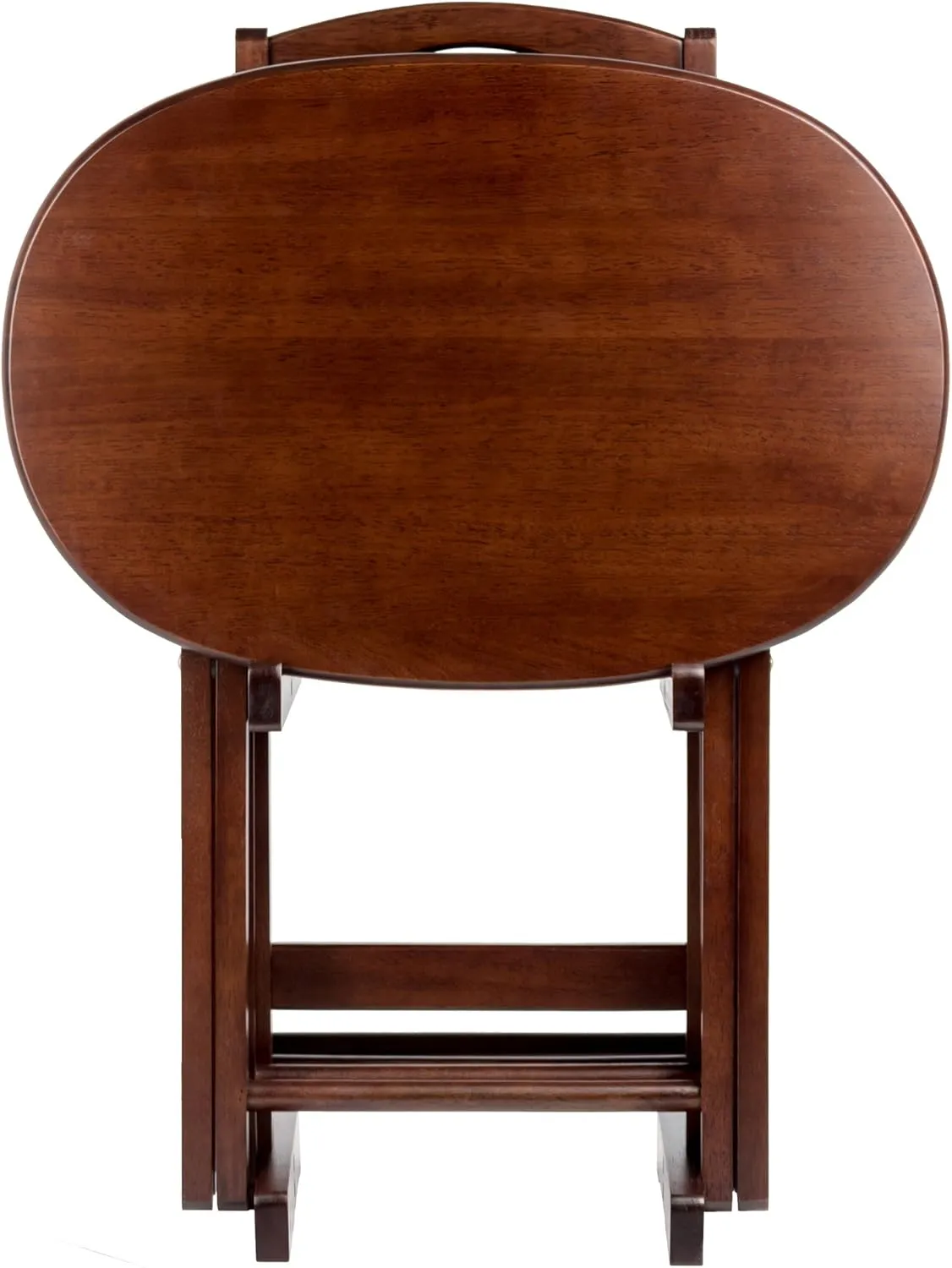 Winsome Nathan Snack Table Set with Stand, for Living Room, 26", Cappuccino, Set of 4 Tables