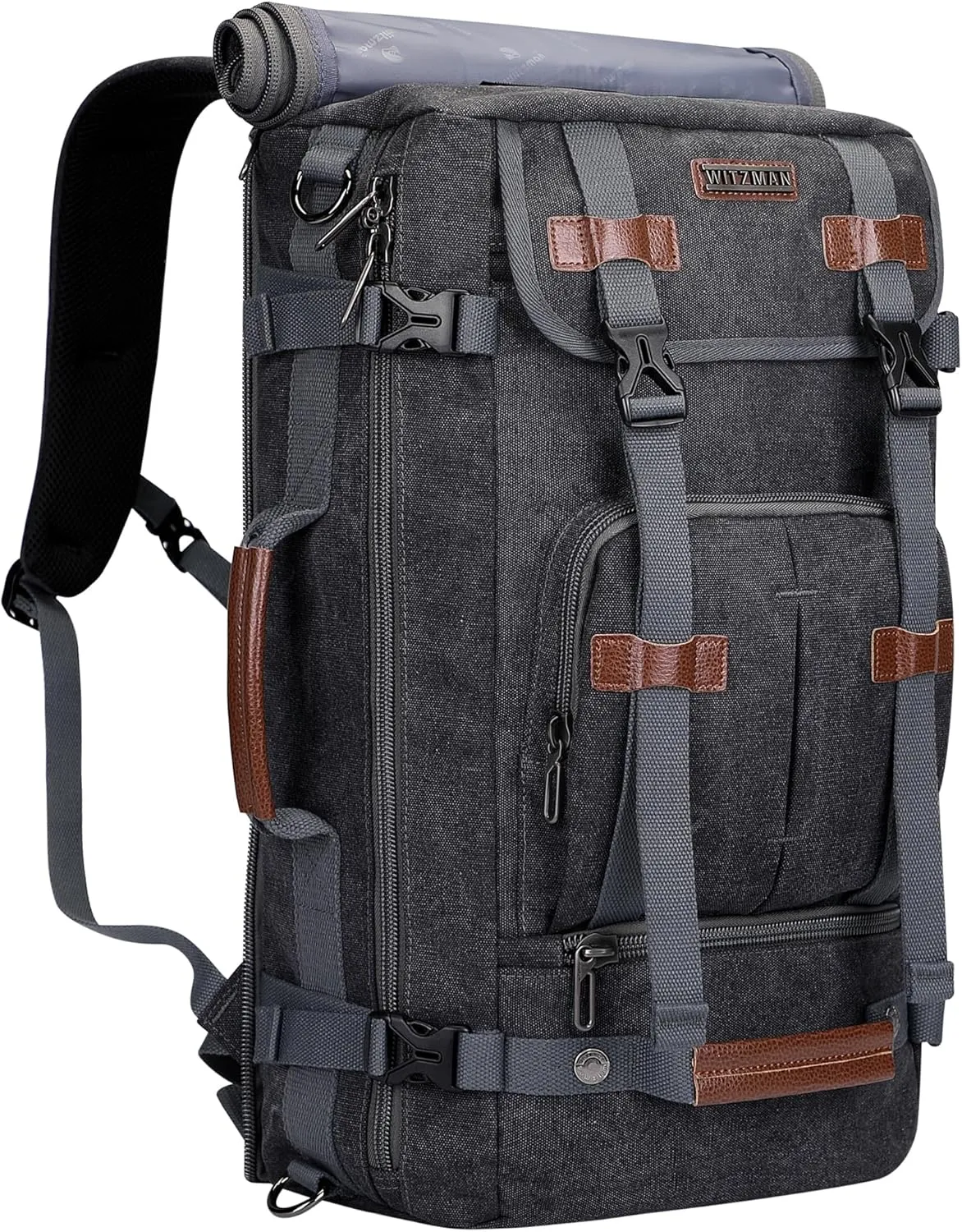 WITZMAN Canvas Backpack Vintage Travel Backpack Large Laptop Bags Convertible Shoulder Rucksack