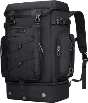 WITZMAN Travel Backpack for Men Women Carry on Bags for Airline Approved Convertible Duffle Luggage Backpack Shoe Compartment（B691 Classic Black）