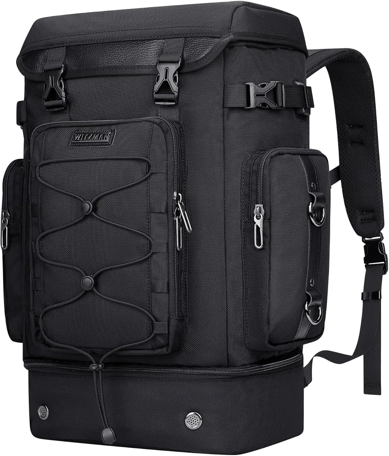 WITZMAN Travel Backpack for Men Women Carry on Bags for Airline Approved Convertible Duffle Luggage Backpack Shoe Compartment（B691 Classic Black）
