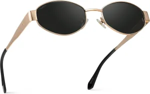 WMP Eyewear - Women's Retro Oval Sunglasses, Trendy Small Frame, 90s Inspired Fashion
